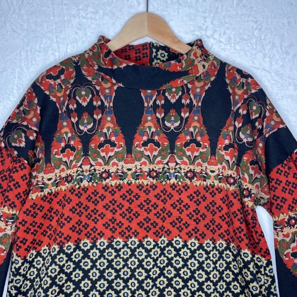 Uncle Frank Womens Bell Sleeve Dress Sz XL Mock Neck Shift Style Fall pattern - Picture 9 of 9